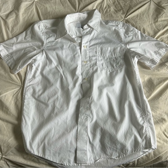 TNA by Aritzia Formal White Short Sleeve Button-Up Shirt - Picture 1 of 7
